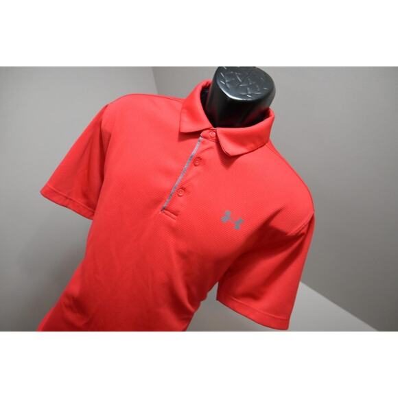 Under Armour Golf Polo HeatGear Loose Short Sleeve Red Shirt Mens Size Large - Picture 4 of 9